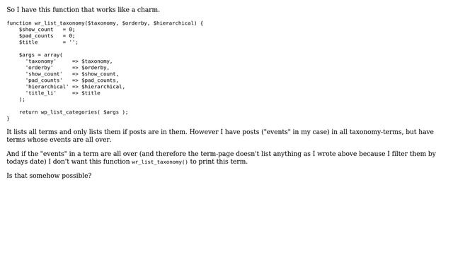 Wordpress: List Taxonomies: Don't list taxonomy if it has no post - depending on custom post-meta? смотреть онлайн