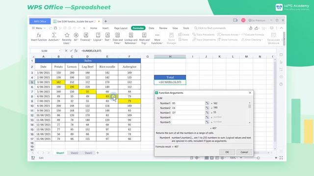 [WPS Academy] 1.1.8 Excel: Use SUM function to quickly calculate the sum смотреть онлайн