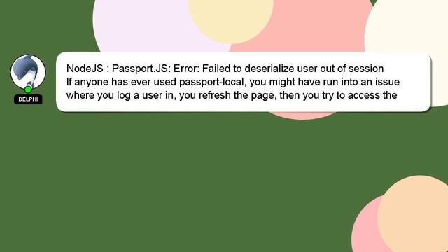 NodeJS : Passport.JS: Error: Failed to deserialize user out of session смотреть онлайн