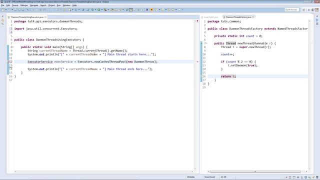 Daemon Threads Using Executors -- Creating Deamon Threads in Executor Framework смотреть онлайн