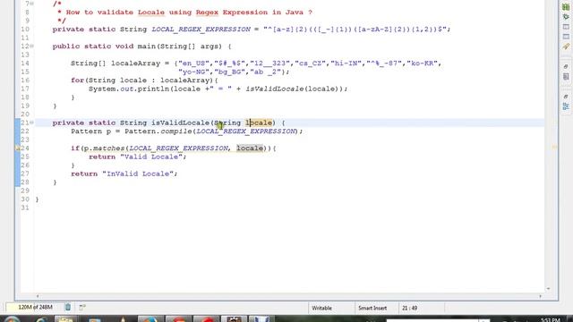 VALIDATE LOCALE USING REGEX EXPRESSION IN JAVA DEMO смотреть онлайн