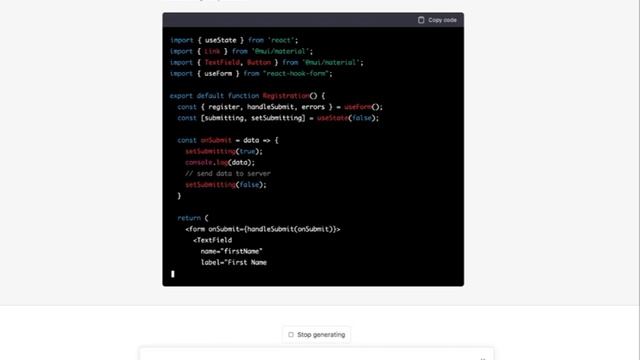 (No audio) ChatGPT Generate Registration React comp using MUI library by following an existing comp смотреть онлайн