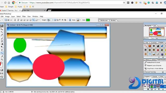 CLASS 19 Rectangle tool photoshop telugu graphic design course digital it training смотреть онлайн