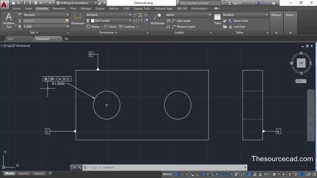 Adding geometric tolerance with feature control frame in AutoCAD смотреть онлайн