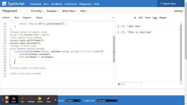 Inheritance in Typescript смотреть онлайн