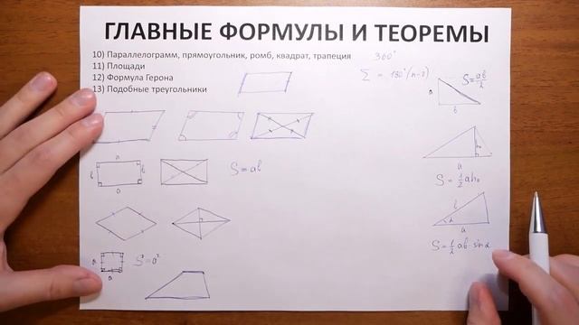 ВСЕ ГЛАВНЫЕ ФОРМУЛЫ И ТЕОРЕМЫ ГЕОМЕТРИИ ЗА 35 МИНУТ смотреть онлайн