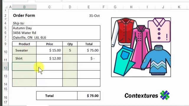 Excel Order Form Quick Demo смотреть онлайн