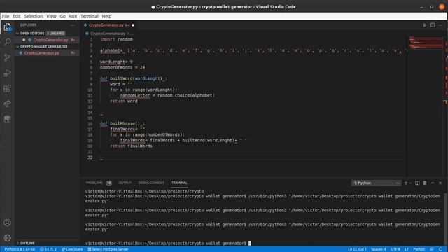 Simple Crypto wallet phrase generator using python смотреть онлайн