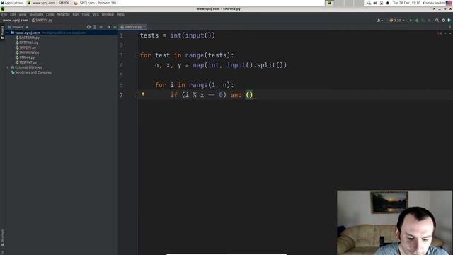 Решение задачи «SMPDIV - Divisibility» с сайта spoj.com на python смотреть онлайн