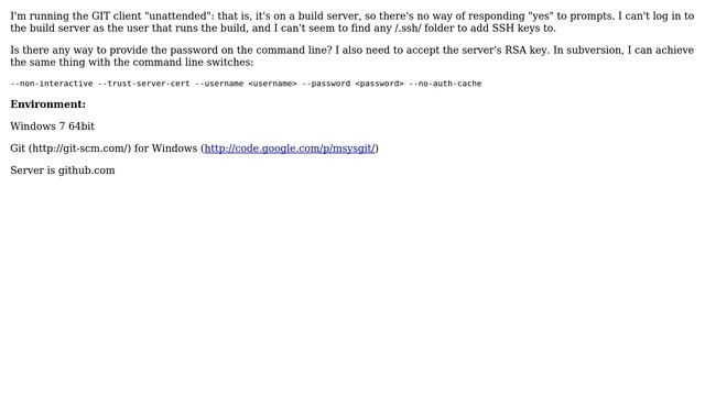 Is there a way to provide GIT password on the windows command line, and to accept the servers... смотреть онлайн