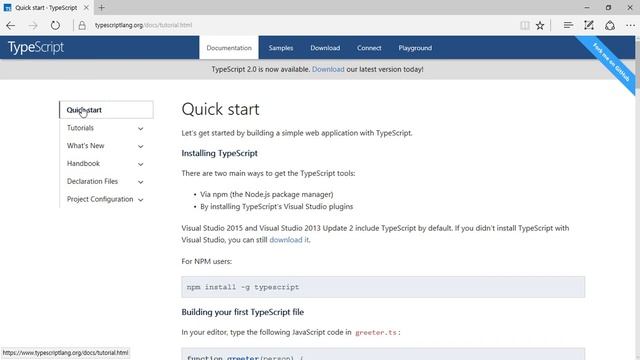 TypeScript 2.0 - 타입스크립트 2.0 소개 및 퀵스타트 따라하기 смотреть онлайн