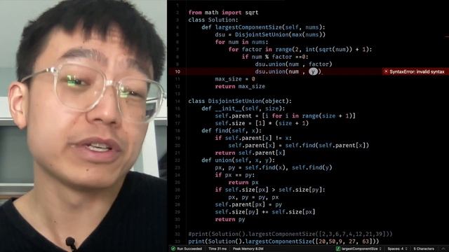 Union-Find via Factors Solve Largest Component Size by Common Factor смотреть онлайн