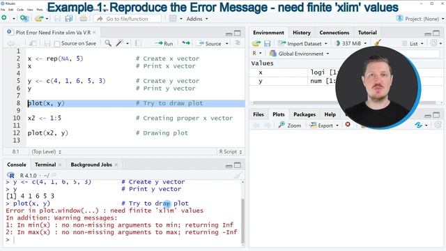R Error in plot.window(…) : need finite ‘xlim’ values (2 Examples) | How to Reproduce, Debug & Fix смотреть онлайн