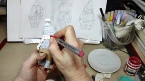 ??Ватная игрушка ПИНГВИНЧИКИ.   Урок 12. Продолжаем роспись и тонировку. Пальто,шар.