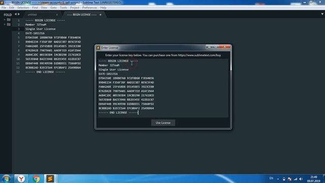 Активация Sublime Text 3 - ввод лицензированного ключа! смотреть онлайн