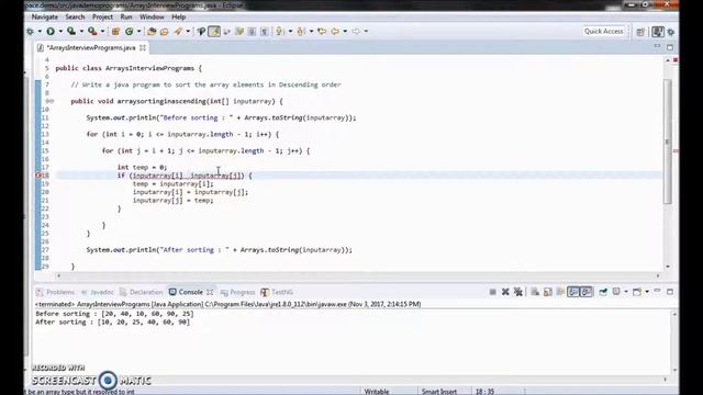 Array sorting in descending order | Java Interview questions смотреть онлайн