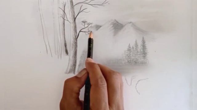 How to draw scenery easy steps, Pencil drawing, Black and white landscape scenery, смотреть онлайн