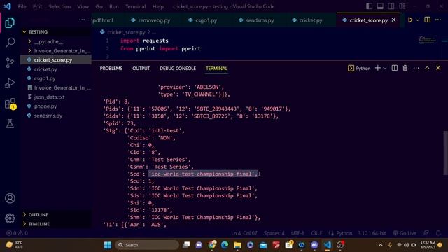WTC Final - Cricket Score Live Extract With Python смотреть онлайн