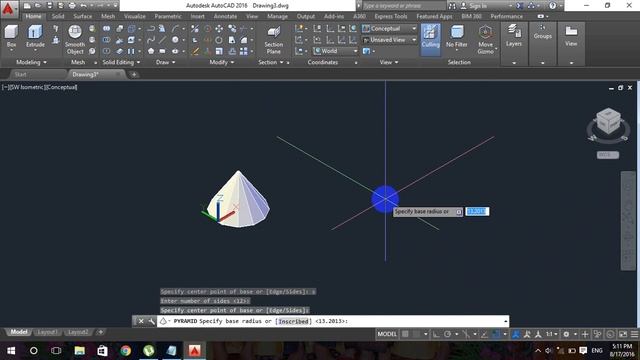 AutoCAD 3D Pyramid Command - AutoCAD command PYRAMID смотреть онлайн