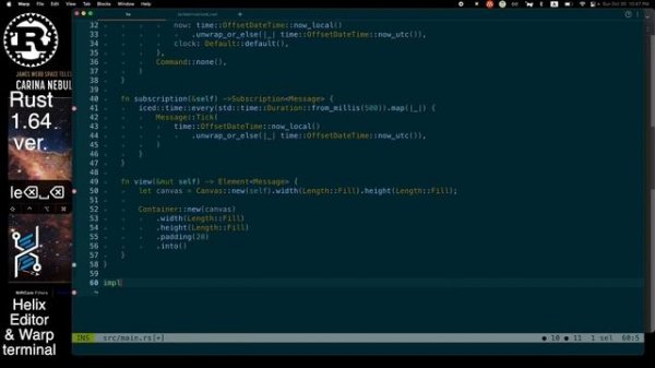 한글러스트Rust강의_045⭐️Rust_시계만들기GUI clock #rustlang #helix #iced