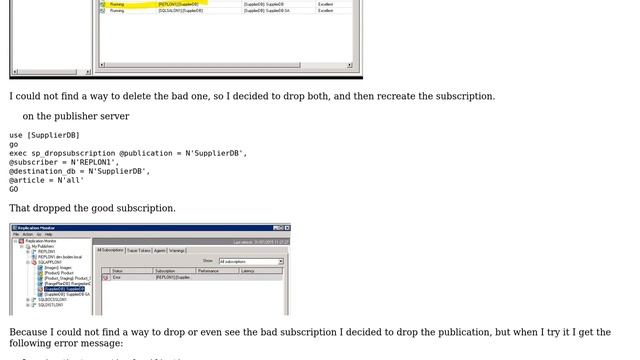 sql server replication - how to find and drop subscriptions? смотреть онлайн