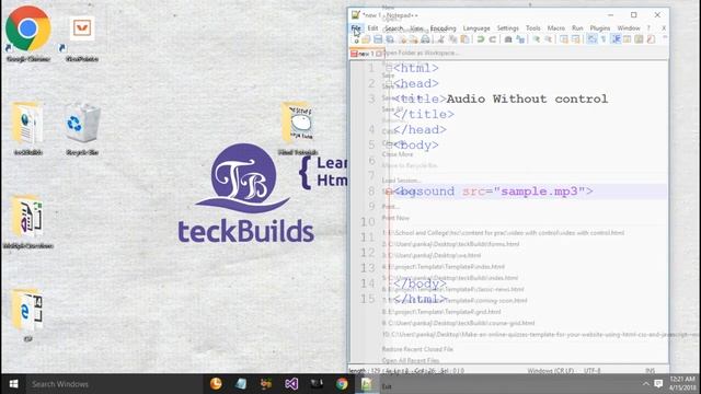 Audio Without Control || How to add background sound on the web page смотреть онлайн