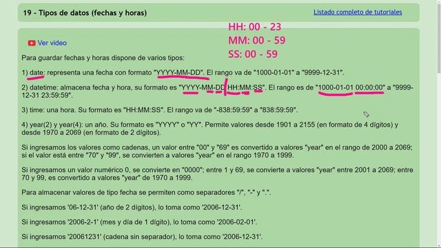 MySQL Ejercicio: 134 Para Almacenar Tanto la Fecha como la Hora Requerimos el Tipo de Dato DATETIME смотреть онлайн