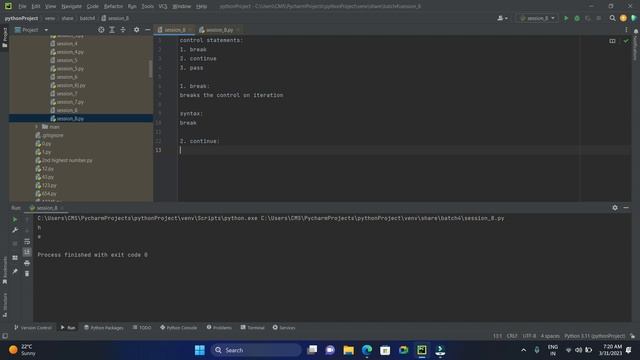 Session_8 - Control statements - break, continue, pass #PythonTutorials #PythonCourse смотреть онлайн