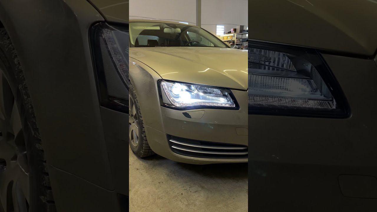 Audi A8 D4 Установка лазерных линз в систему DLA Aozoom Golden Knight Biled Lazer смотреть онлайн