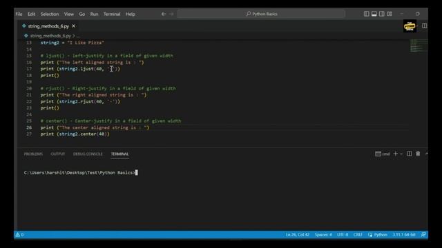 38. strip(), lstrip(), rstrip(), center(), ljust(), rjust() in string python смотреть онлайн