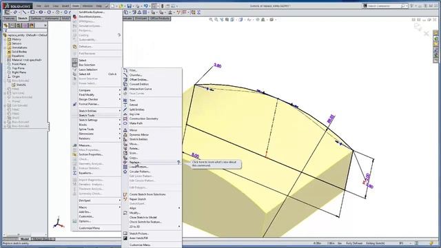 SOLIDWORKS 2014 – Replace Sketch Entity смотреть онлайн