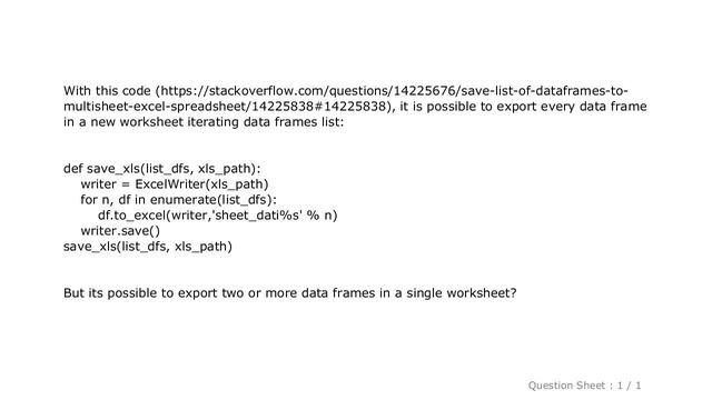 Pandas : Export many small DataFrames to a single Excel worksheet смотреть онлайн