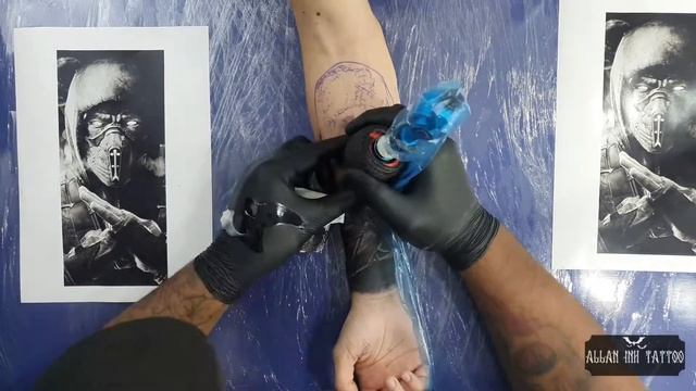 Mortal Kombat (Sub-Zero) Tattoo Time lapse смотреть онлайн