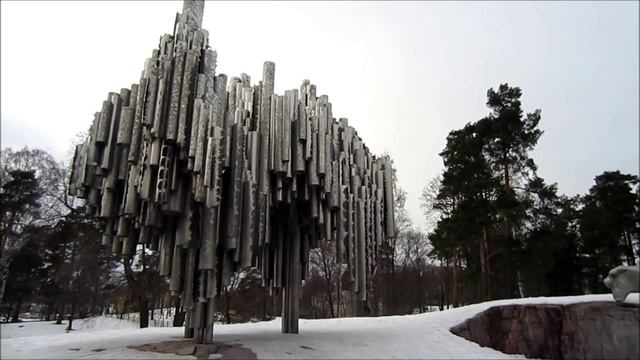 Sibelius Monument in a deep Snow: Helsinki Finland - Sibelius Park смотреть онлайн