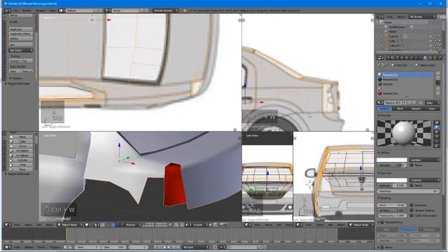 Дация Логан в Blender.2.79 моделлирование с эскиза. смотреть онлайн