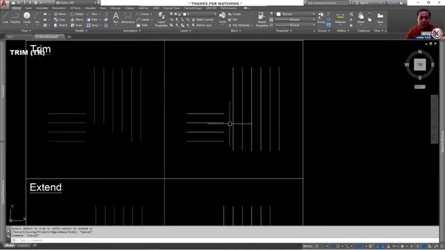 AA16 | AutoCAD : Arahan Asas Ubah Suai (Ribbon Modify - Trim & Extend) смотреть онлайн
