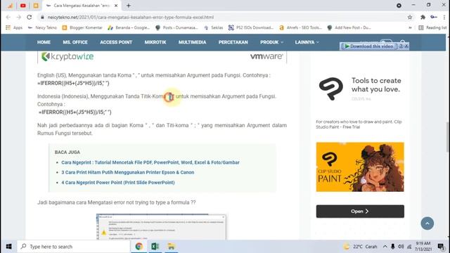 Cara Mengatasi Kesalahan "error not trying to type a formula" di excel смотреть онлайн