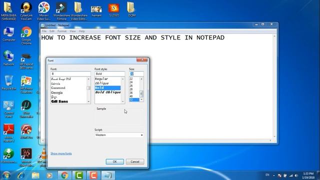 CHANGE FONT SIZE AND STYLE IN NOTEPAD смотреть онлайн