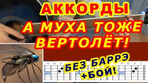 А МУХА ТОЖЕ ВЕРТОЛЕТ Аккорды ? БЕЗ БАРРЭ ♪ Разбор песни на гитаре ♫ Гитарный бой для начинающих