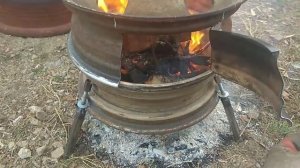 Печка буржуйка из двух дисков от Газели