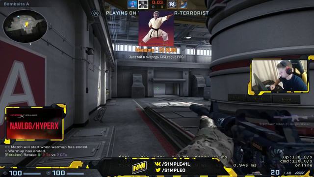 CS:GO - s1mple plays Retake server training смотреть онлайн