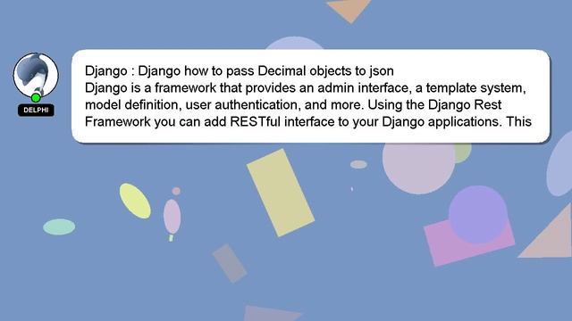 Django : Django how to pass Decimal objects to json смотреть онлайн