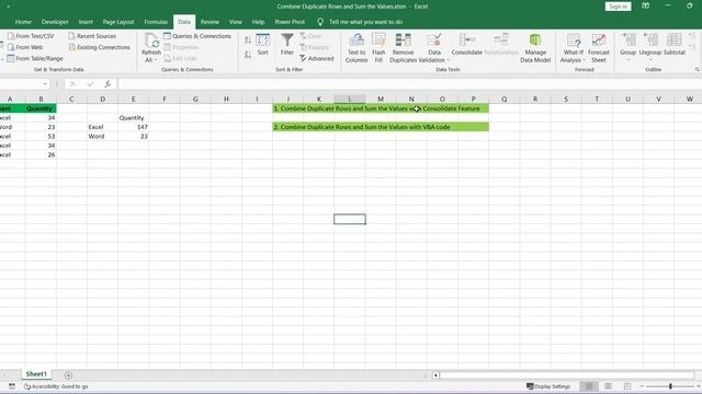 How to Combine Duplicate Rows and Sum the Values in Excel смотреть онлайн