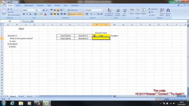 How to make a multi choice quiz on microsoft Excel 2007 [HD] смотреть онлайн