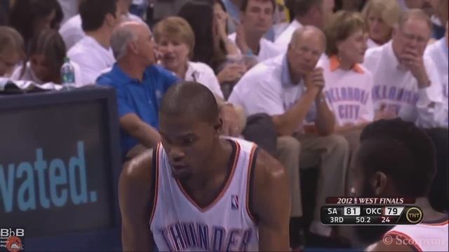 NBA Playoffs 2012 - Kevin Durant 34 points, 14 rebounds & 5 assists vs San Antonio in Game 6 смотреть онлайн
