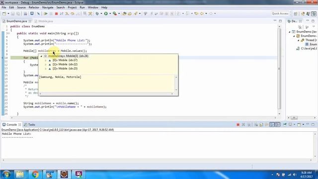 How to define a constructor and method in enum? - enum Mobile | Java enum | enum in Java смотреть онлайн