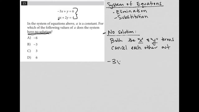 -3x + y = 6; ax + 2y = 4. In the system of equations above, a is a constant. For which of the.... смотреть онлайн