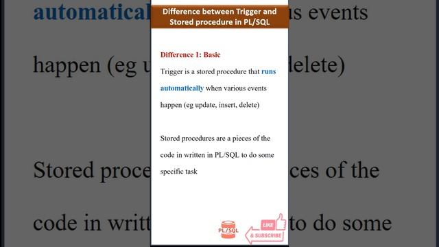 Difference between Trigger and Stored Procedure in PL/SQL смотреть онлайн