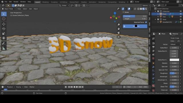 3D СНЕГ. Крутой плагин симуляции снега в Blender смотреть онлайн