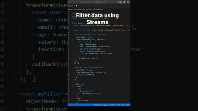 Filter DATA using node.js Streams смотреть онлайн